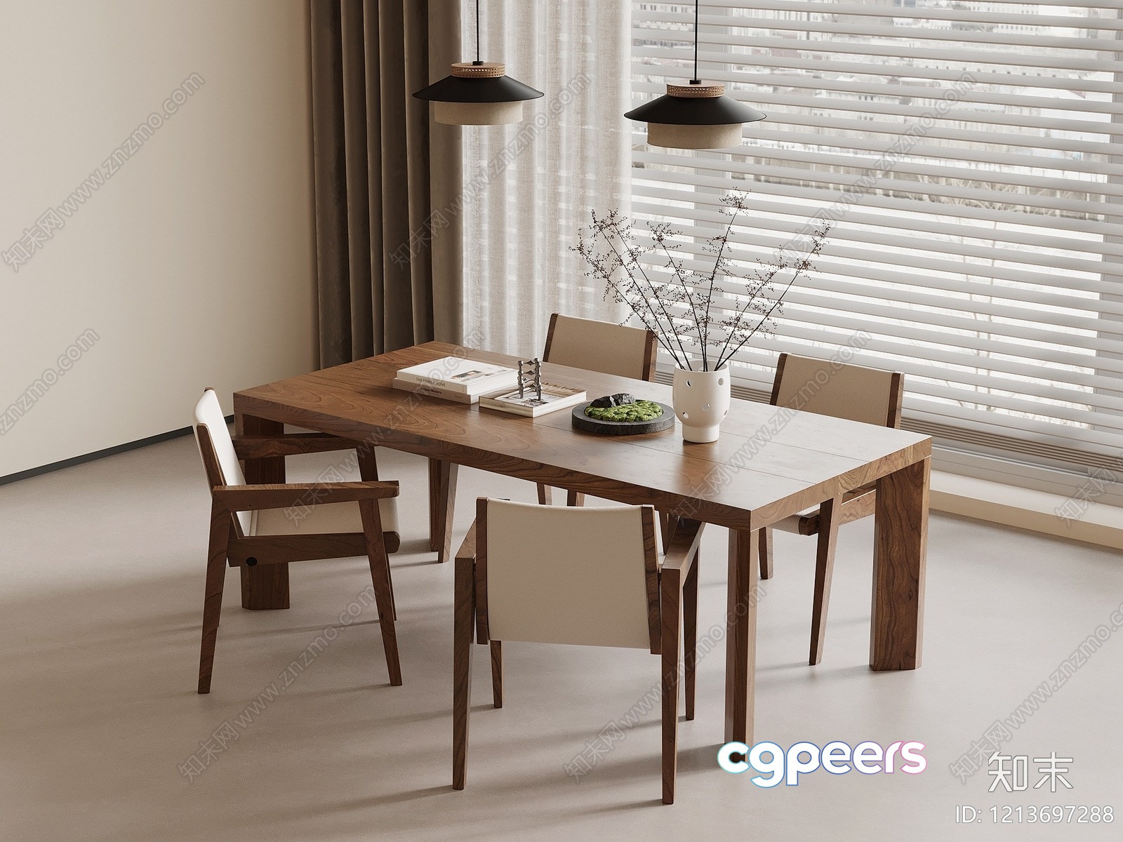 A Wooden Dining Table 3D Model - 17592 - VRAY Render A Wooden Dining Table 3D Model - 17592 - VRAY Render