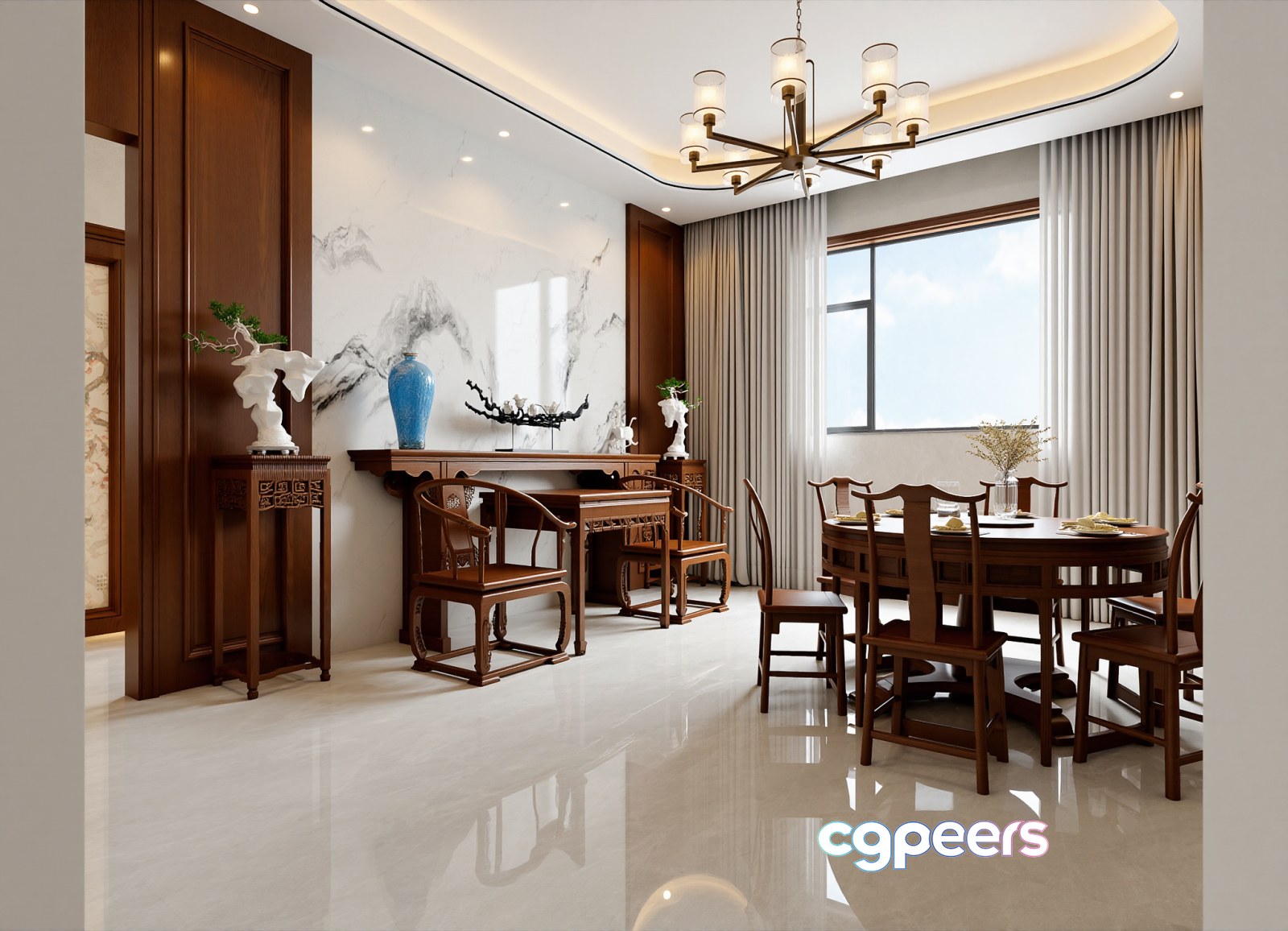 Modern Dining Room 3D Model - 23165 - VRAY Render Modern Dining Room 3D Model - 23165 - VRAY Render