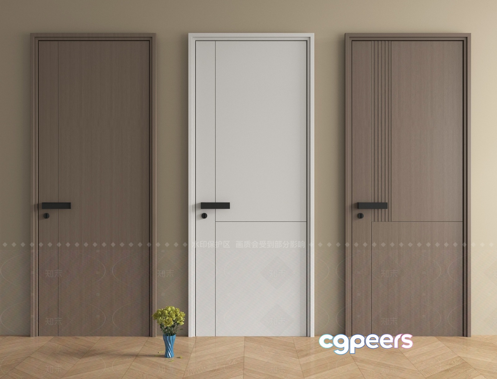 Three Doors 3D Model - 185 - VRAY Render Three Doors 3D Model - 185 - VRAY Render