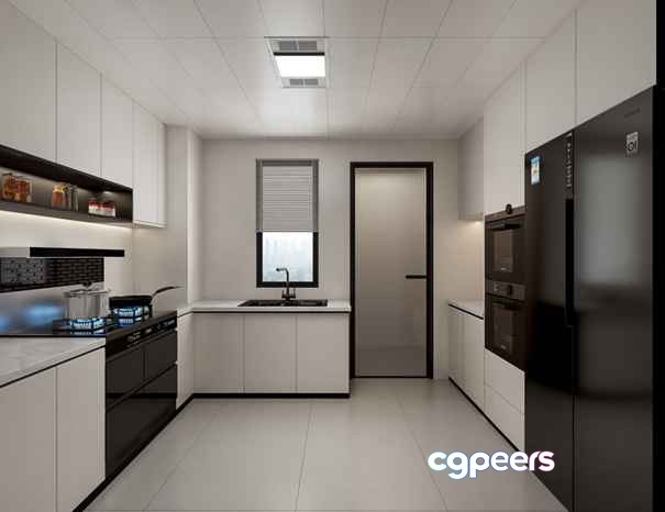 A Modern Kitchen 3D Model - 18272 - VRAY Render A Modern Kitchen 3D Model - 18272 - VRAY Render
