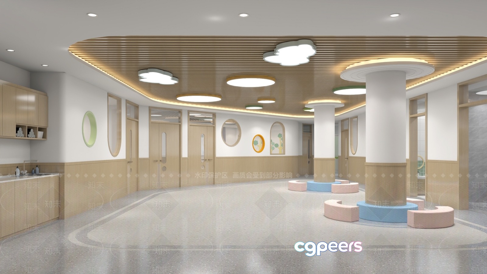 The Main Subject Is A Modern Hospital Waiting Room 3D Model - 13083 - VRAY Render