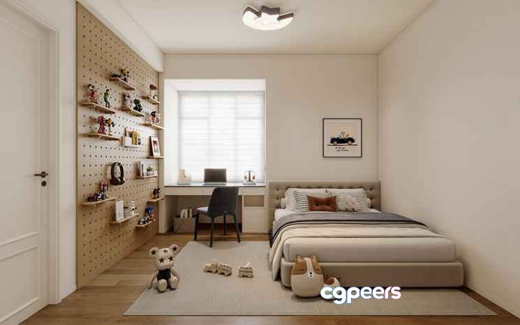 Modern Light Bedroom 3D Model - 1405 - CORONA Render