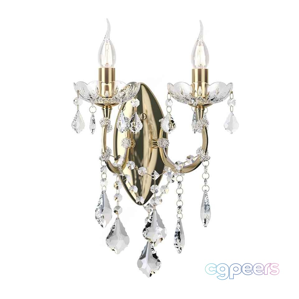 Gold And Crystal Wall Sconce 3D Model - 6405 - VRAY Render