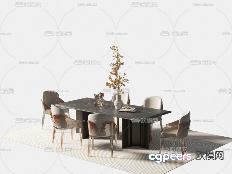 Modern Dining Table 3D Model - 6964 - CORONA Render