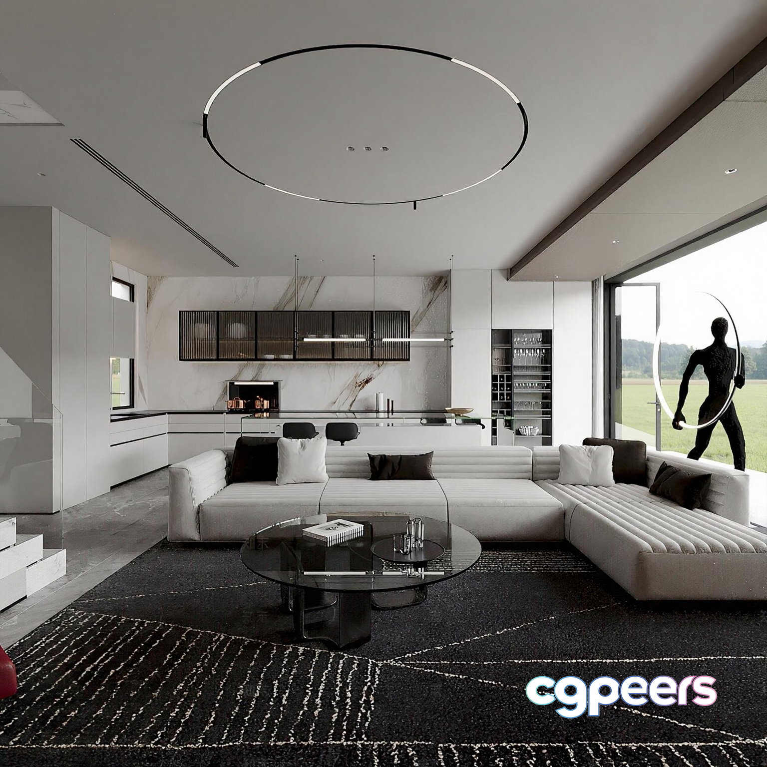 Modern Living Room 3D Model - 13386 - VRAY Render