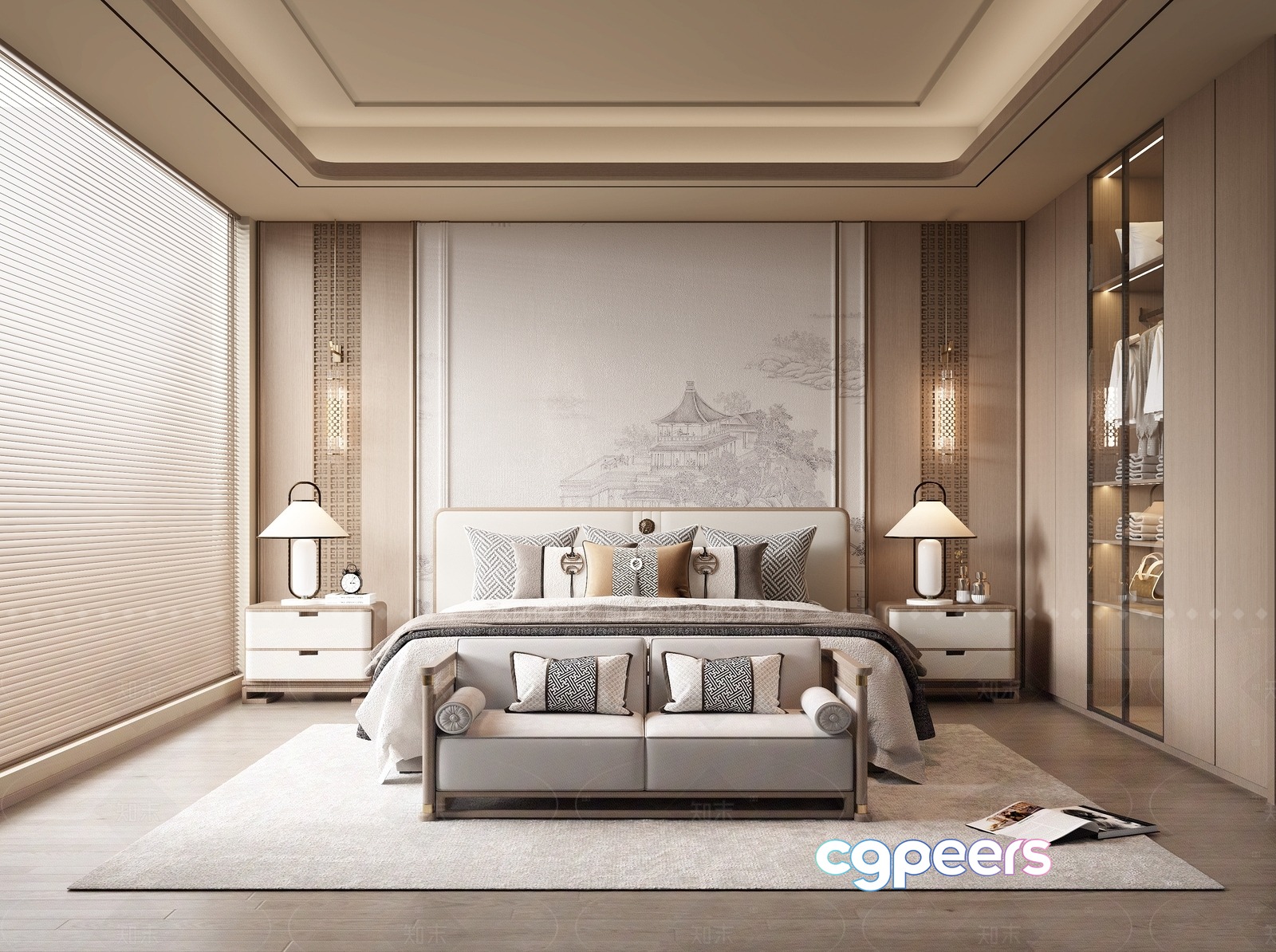 Cozy Modern Bedroom 3D Model - 7344 - VRAY Render