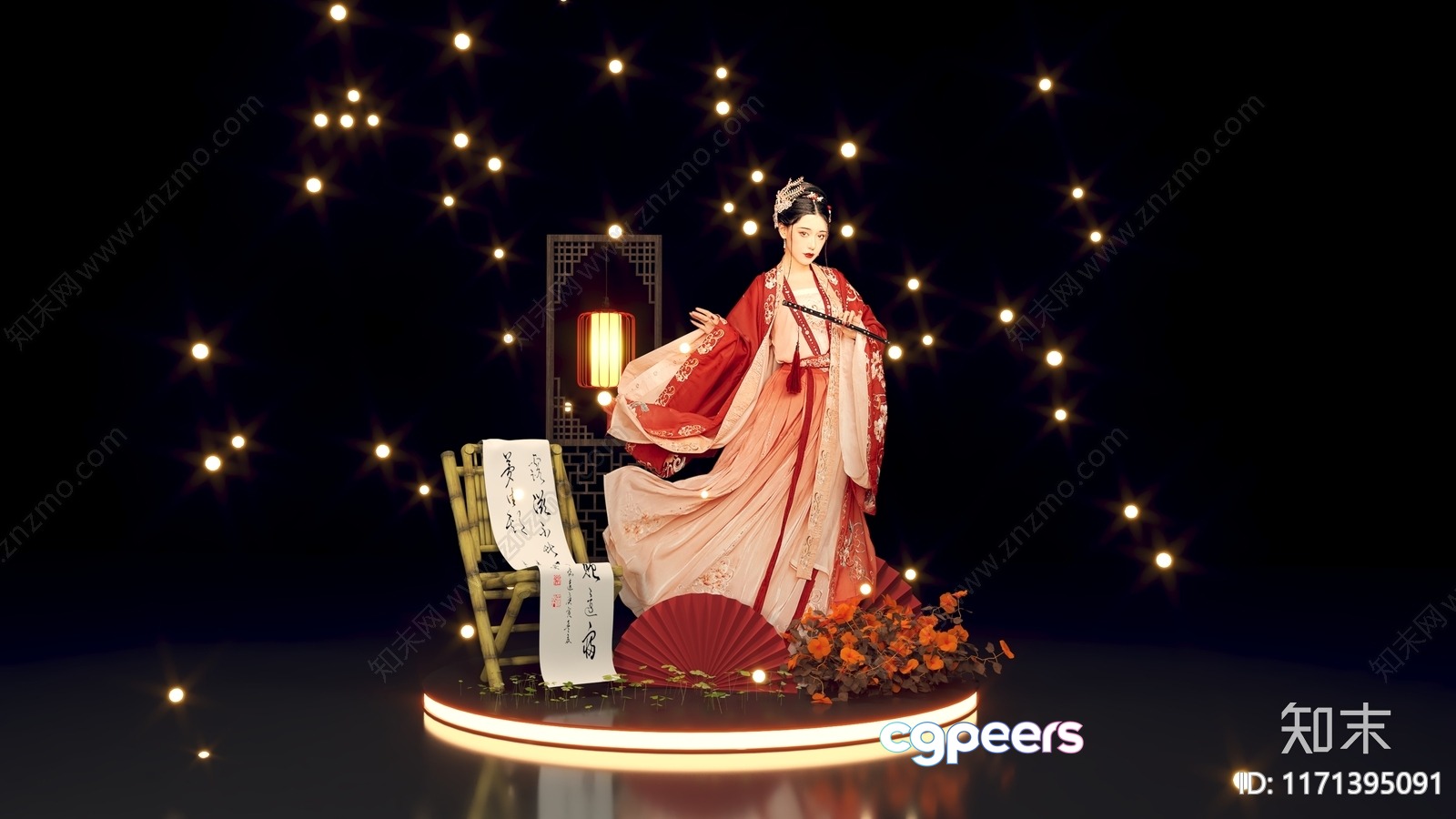 A Woman In A Traditional Chinese Dress 3D Model - 10578 - VRAY Render A Woman In A Traditional Chinese Dress 3D Model - 10578 - VRAY Render
