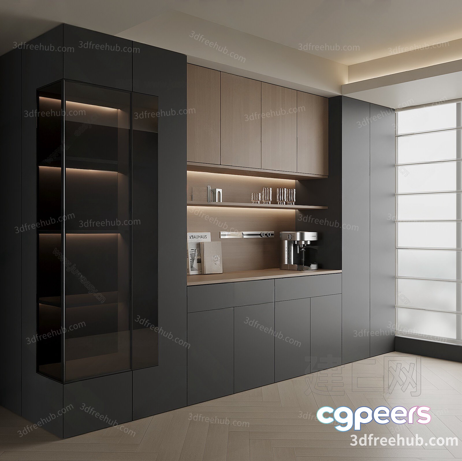 Modern Kitchen Setup 3D Model - 19395 - VRAY Render