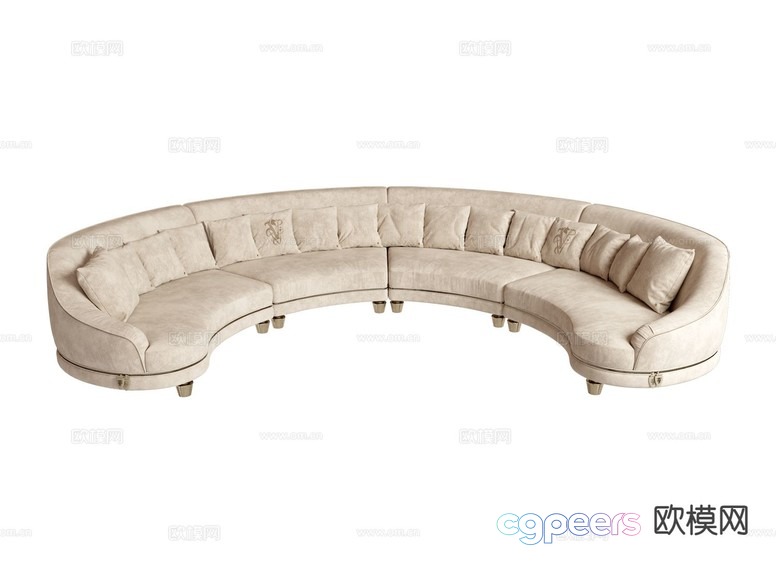 Beige Sectional Sofa 3D Model - 19075 - VRAY Render
