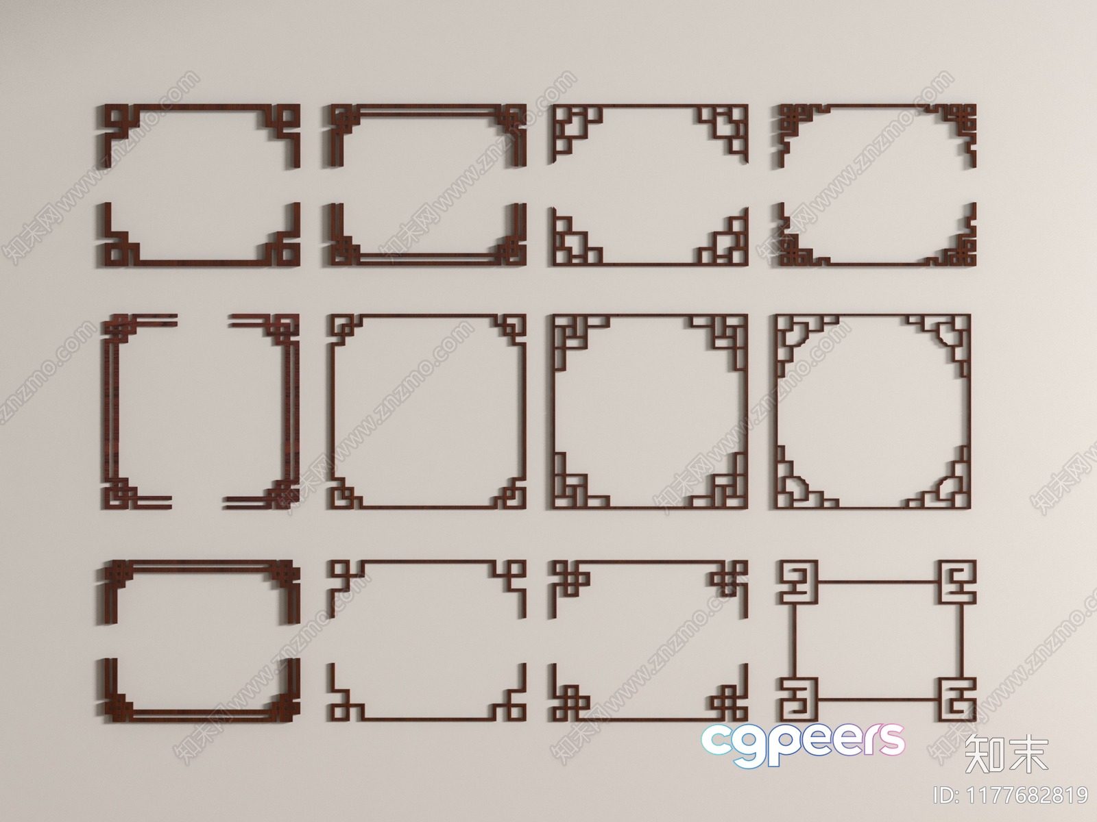 Pixelated Brown Frames 3D Model - 6006 - VRAY Render