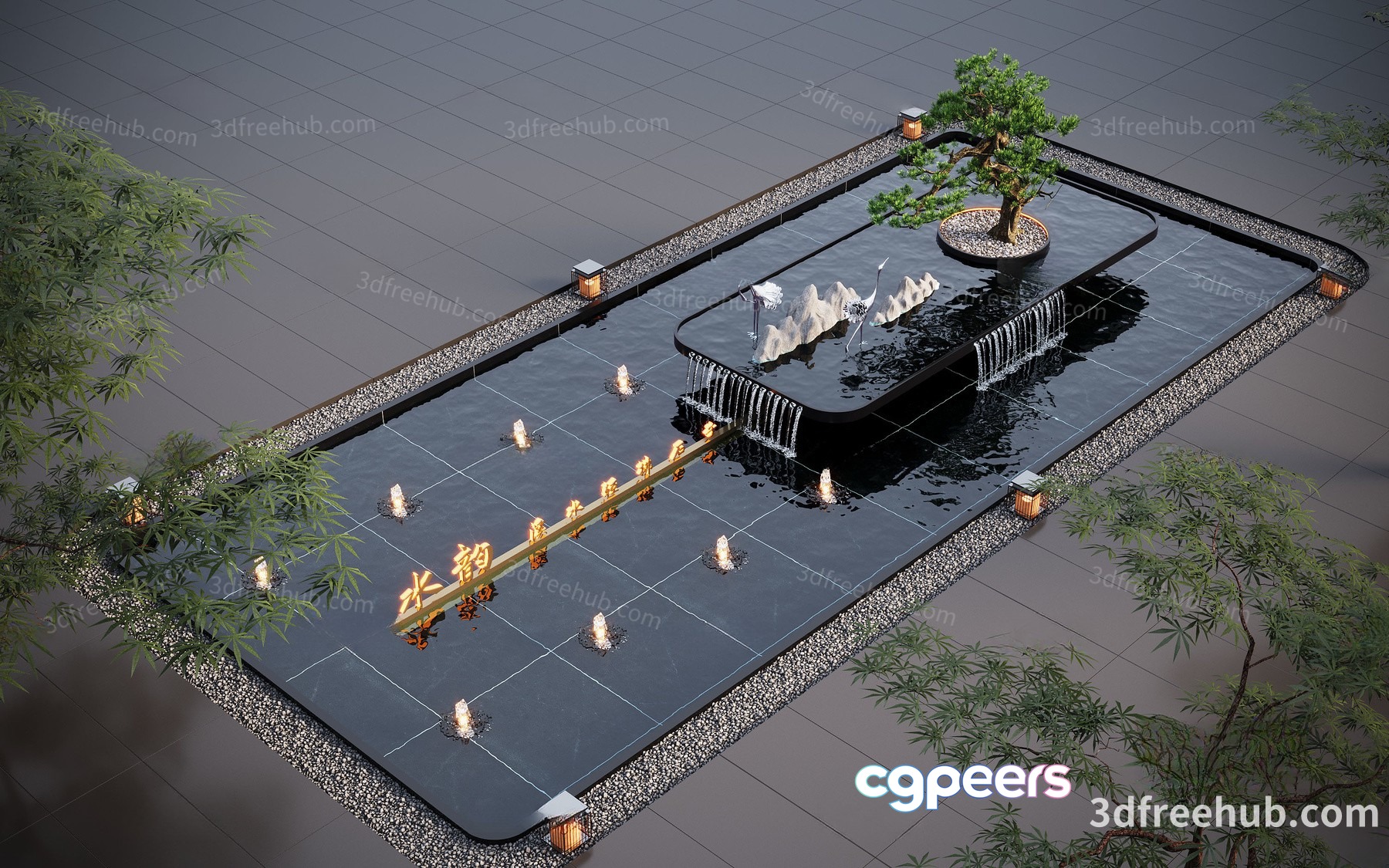 A 3D Rendering Of A Fountain 3D Model - 21981 - VRAY Render A 3D Rendering Of A Fountain 3D Model - 21981 - VRAY Render