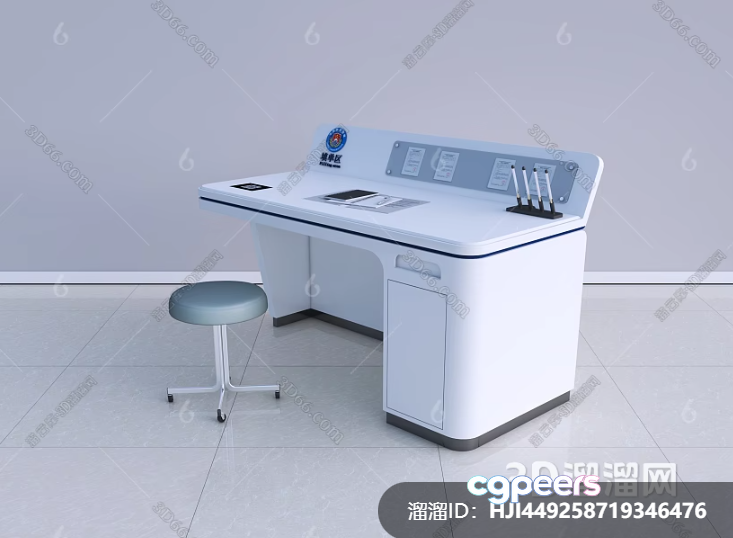 A White Desk With A Stool 3D Model - 9922 - VRAY Render