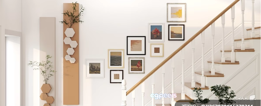 A White Staircase 3D Model - 3972 - VRAY Render A White Staircase 3D Model - 3972 - VRAY Render
