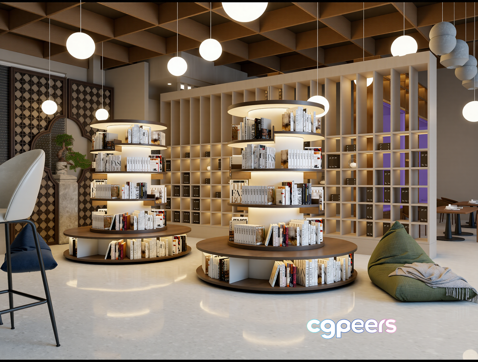 Modern Bookstore Interior 3D Model - 23220 - VRAY Render Modern Bookstore Interior 3D Model - 23220 - VRAY Render