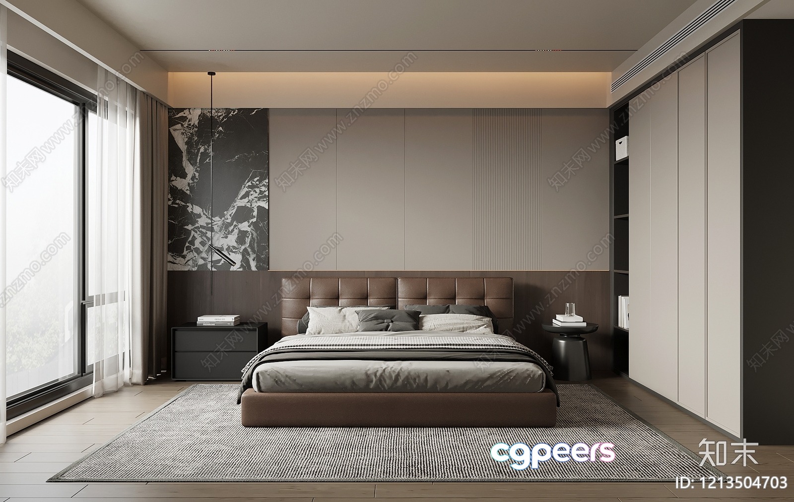 Modern Minimalist Bedroom 3D Model - 5054 - VRAY Render