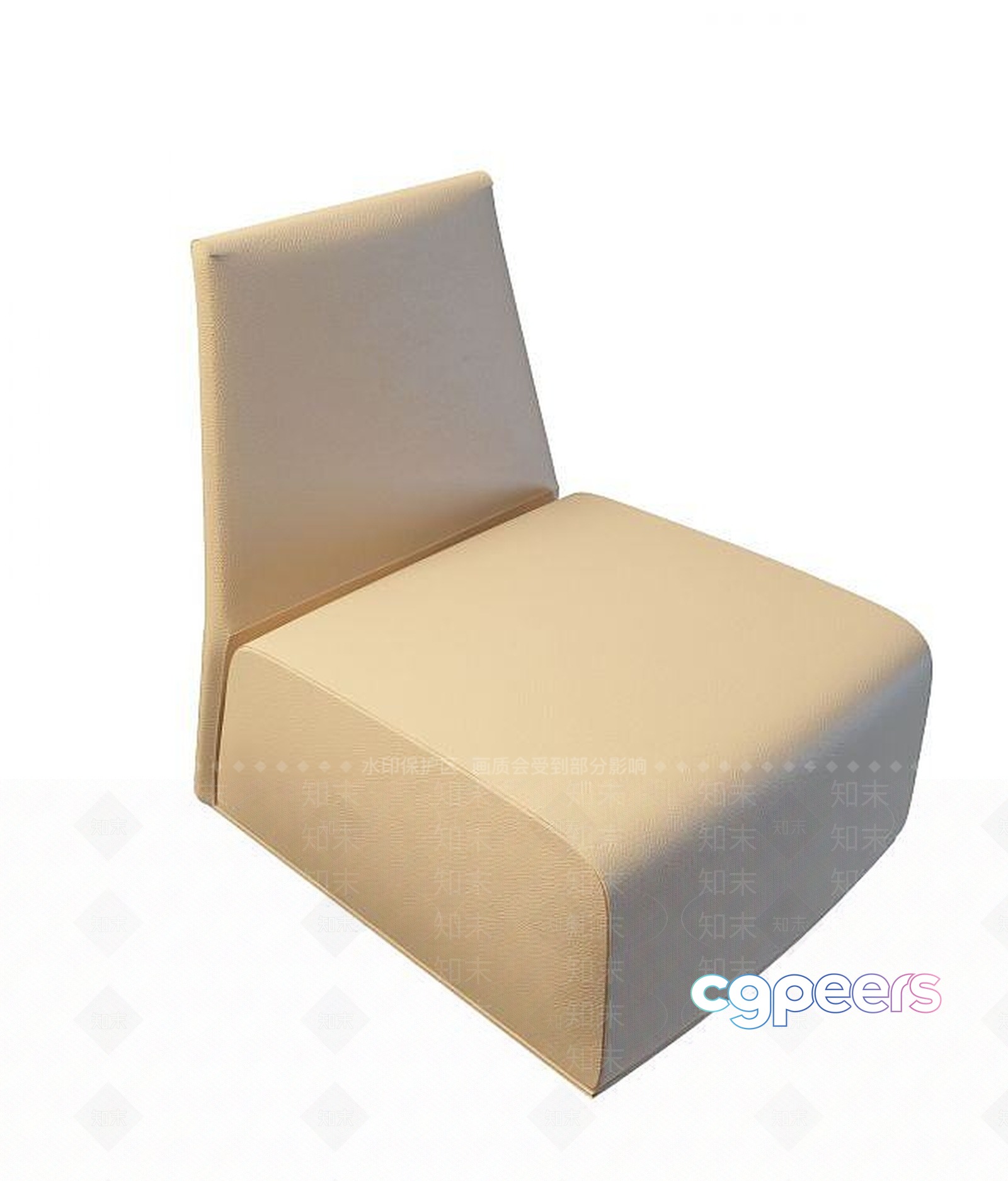 A Beige Chair 3D Model - 743 - VRAY Render A Beige Chair 3D Model - 743 - VRAY Render