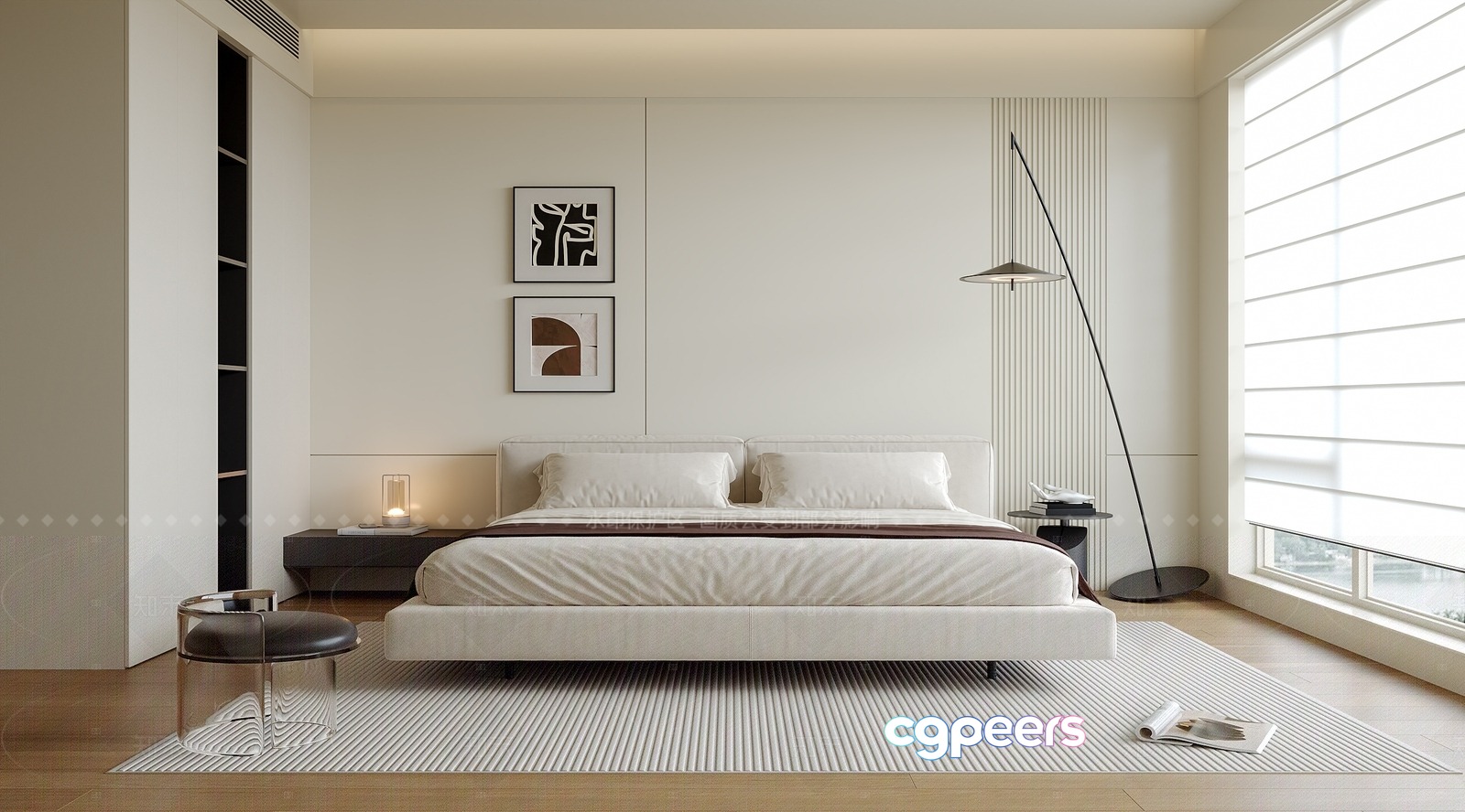 Modern Minimalist Bedroom 3D Model - 8219 - CORONA Render