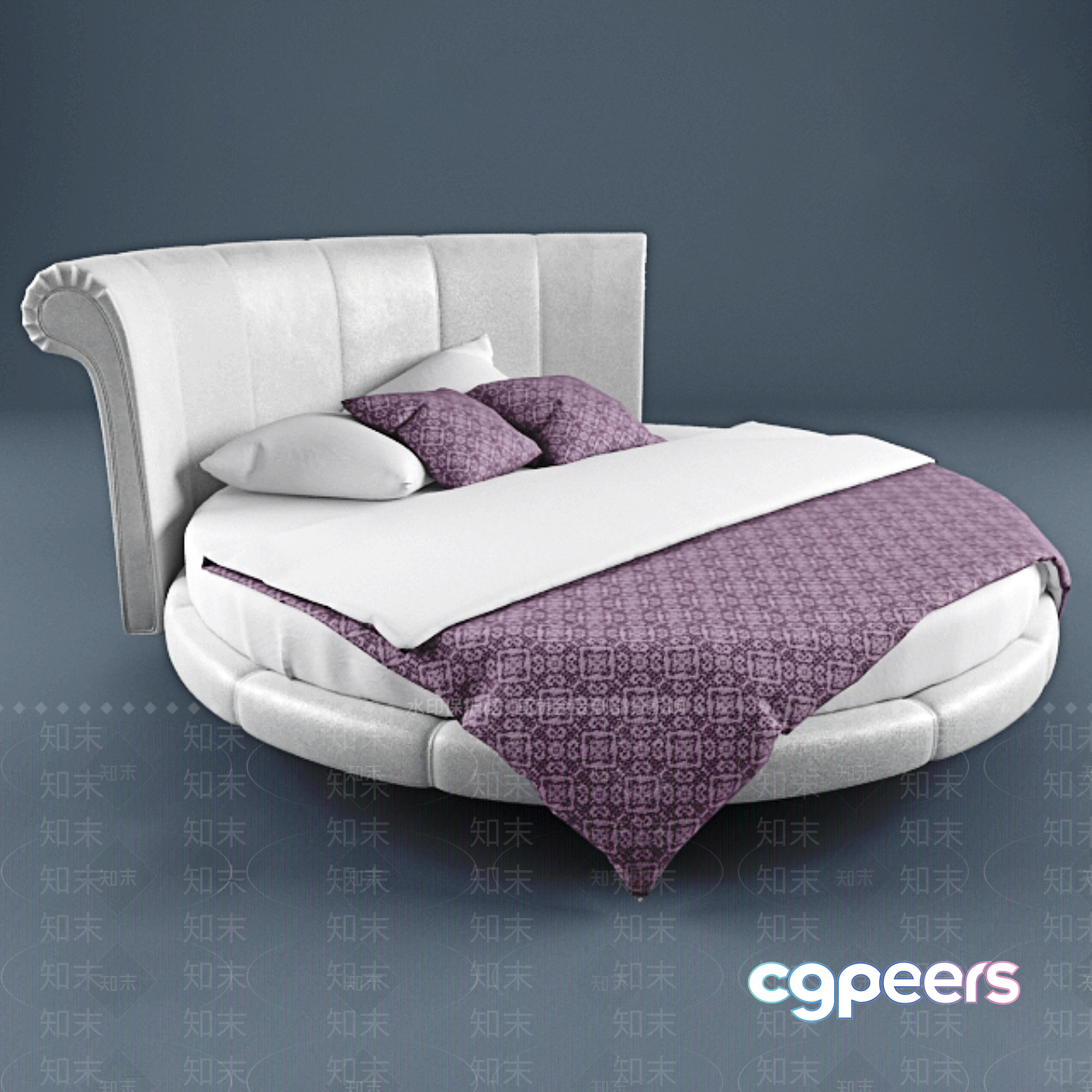 Modern Round Bed 3D Model - 9469 - VRAY Render