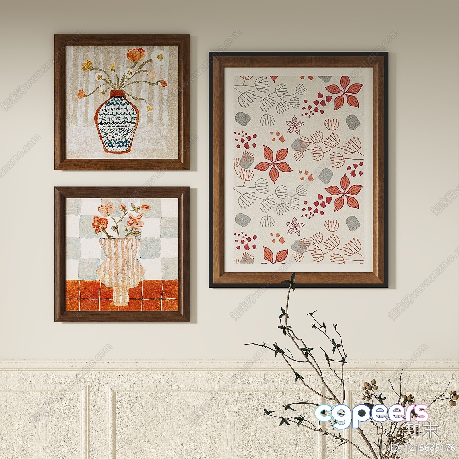 Three Framed Pictures On A Wall 3D Model - 10975 - VRAY Render