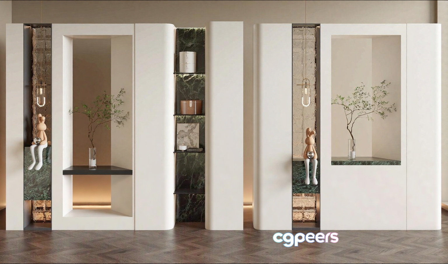 Modern White Display Cases 3D Model - 6702 - VRAY Render Modern White Display Cases 3D Model - 6702 - VRAY Render