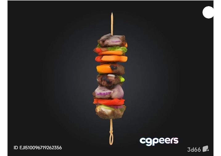 A Skewer Of Meat And Vegetables 3D Model - 7221 - VRAY Render A Skewer Of Meat And Vegetables 3D Model - 7221 - VRAY Render