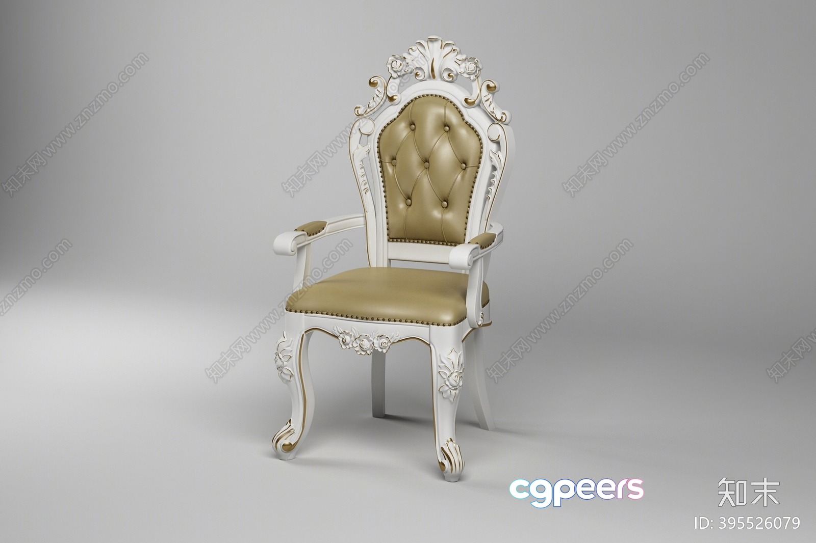 White And Gold Chair 3D Model - 5240 - VRAY Render