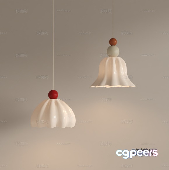 A Pair Of White Pendant Lights 3D Model - 13542 - VRAY Render