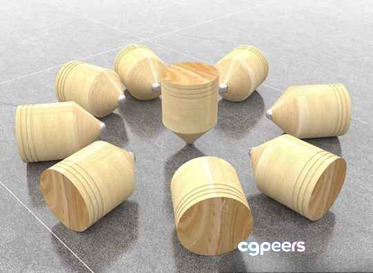 Wooden Cylindrical Objects 3D Model - 21392 - VRAY Render