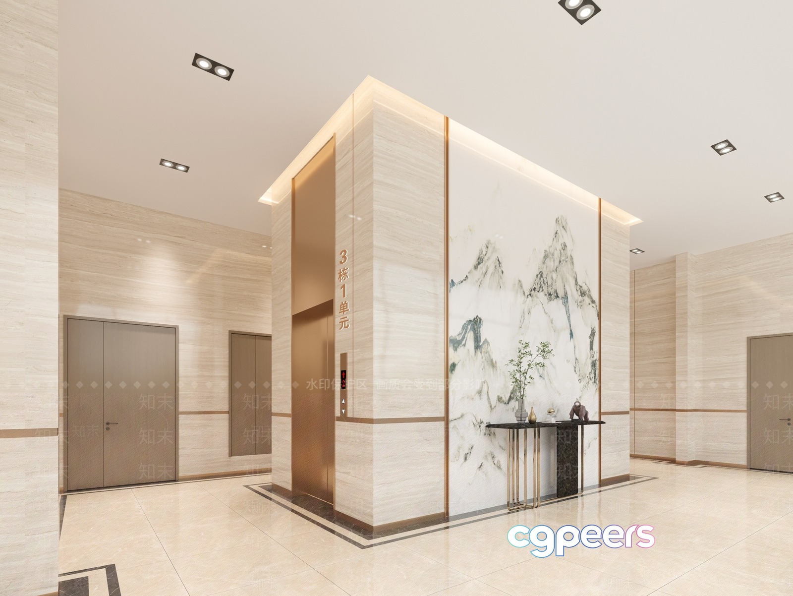 Elegant Marble Entrance 3D Model - 12920 - VRAY Render Elegant Marble Entrance 3D Model - 12920 - VRAY Render