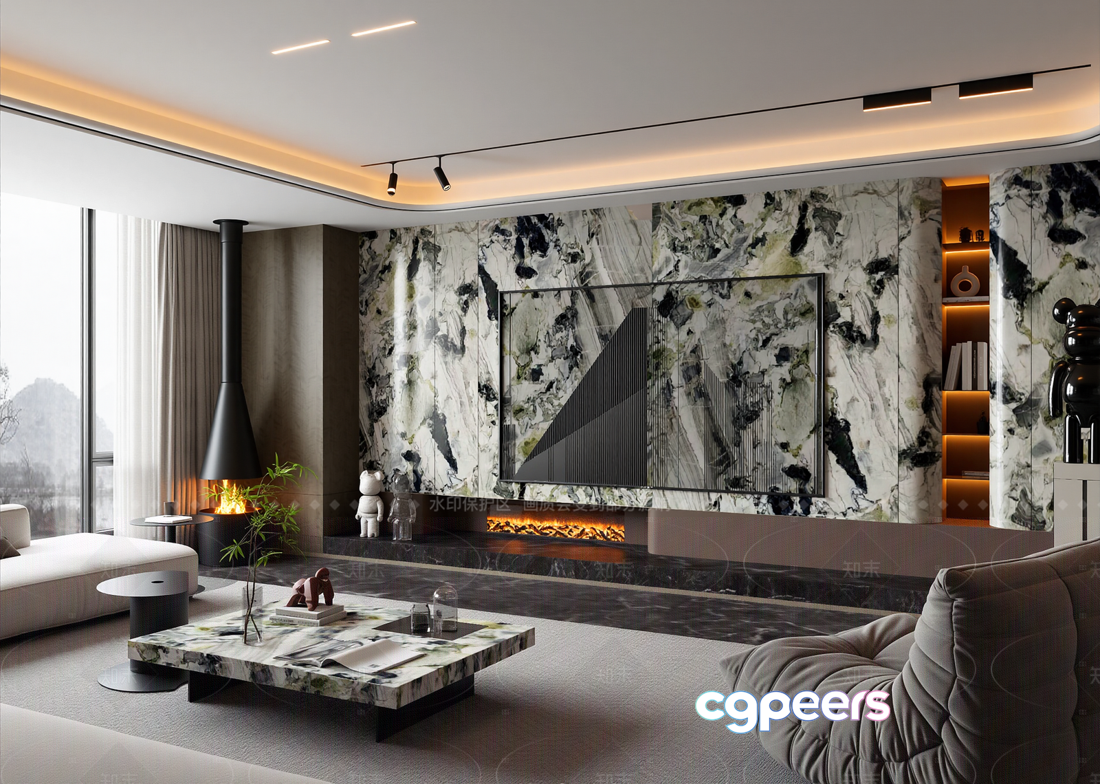 Modern Living Room 3D Model - 12345 - VRAY Render