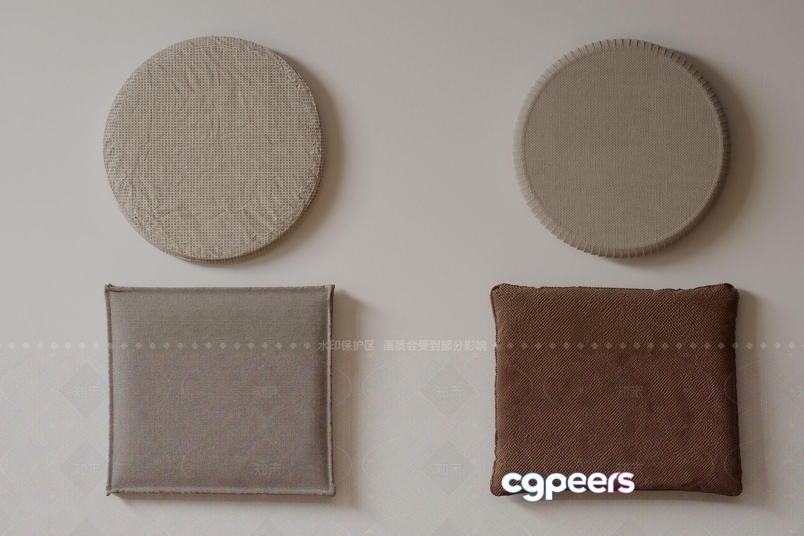 Cushions On A Wall 3D Model - 20348 - VRAY Render Cushions On A Wall 3D Model - 20348 - VRAY Render