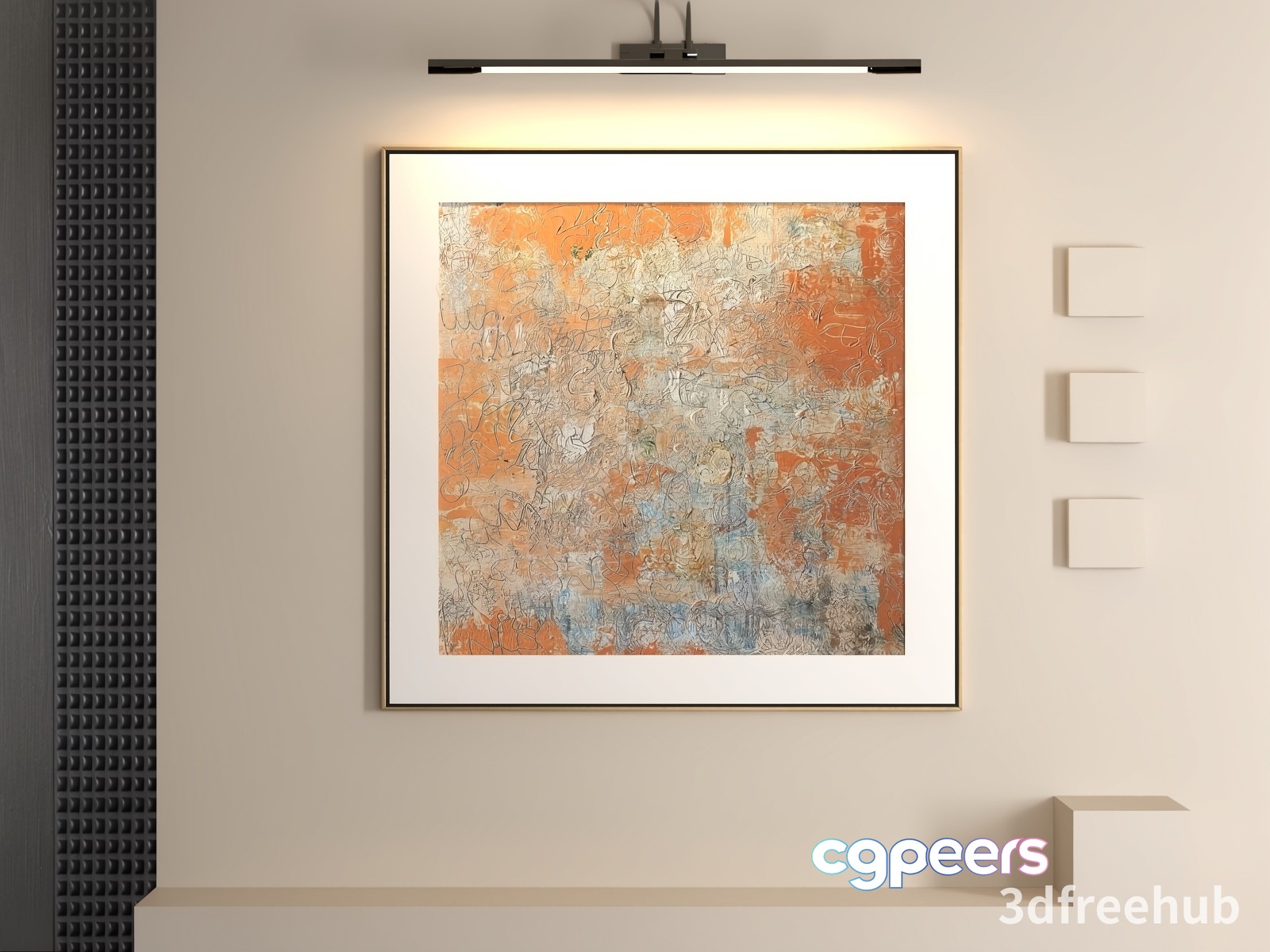 The Single Main Subject Is A Painting With A White Border 3D Model - 20200 - VRAY Render The Single Main Subject Is A Painting With A White Border 3D Model - 20200 - VRAY Render