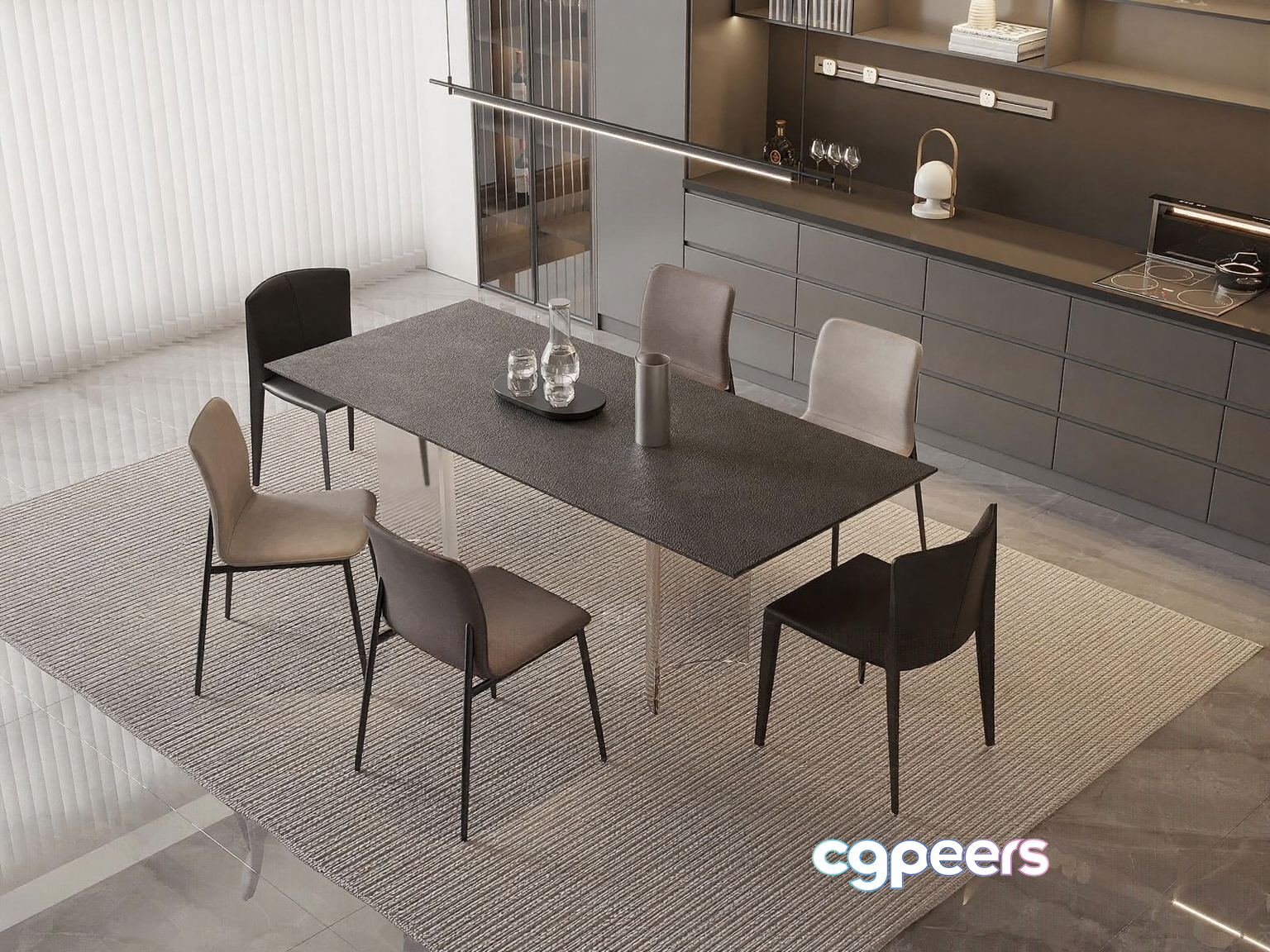 Modern Dining Table 3D Model - 11905 - VRAY Render