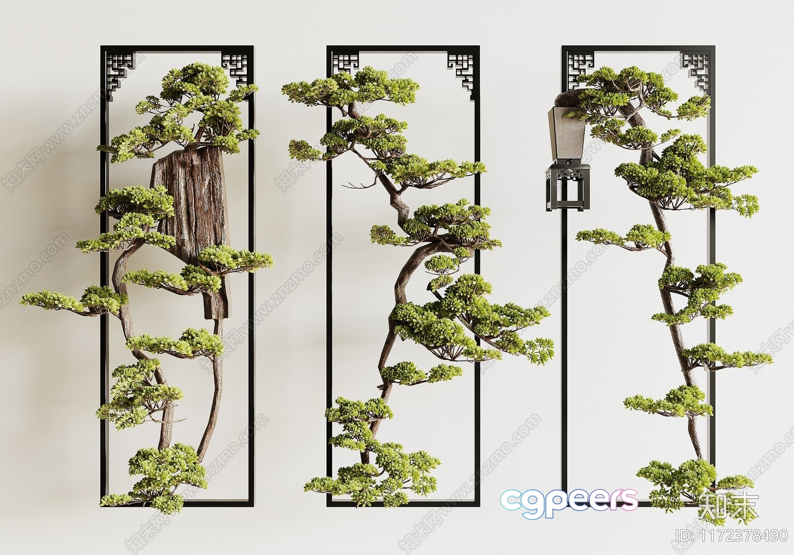 A Decorative Wall Art Featuring Trees And A Lamp 3D Model - 10579 - VRAY Render A Decorative Wall Art Featuring Trees And A Lamp 3D Model - 10579 - VRAY Render