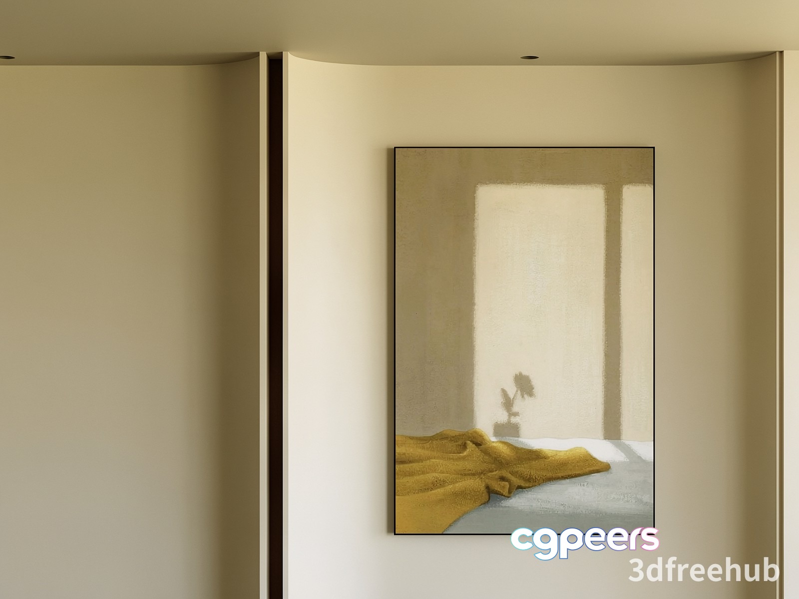 A Serene Room With A Painting Of A Bed 3D Model - 20580 - VRAY Render