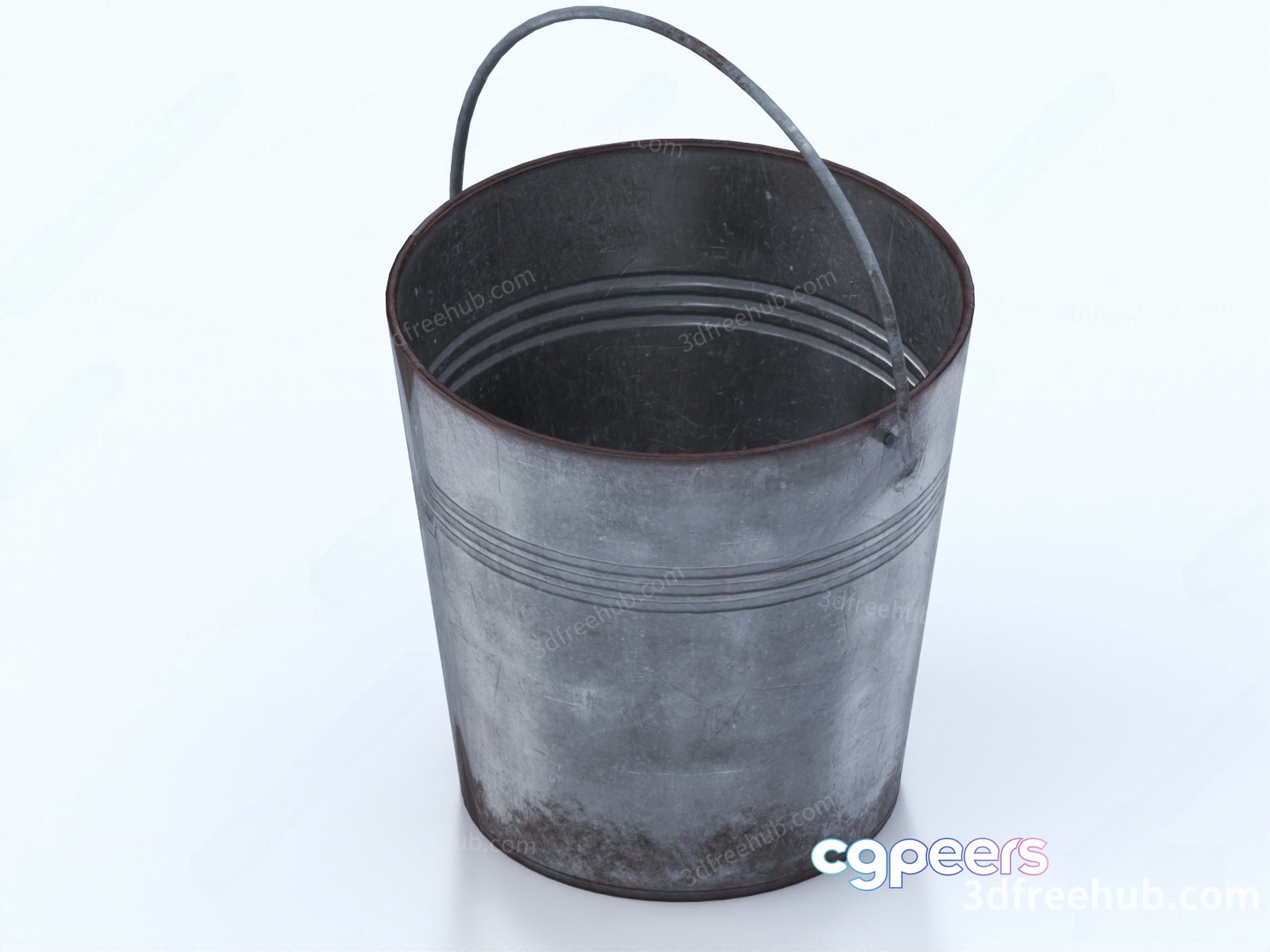 A Metal Bucket With A Handle 3D Model - 20252 - VRAY Render