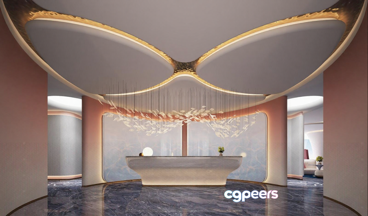 Modern Hotel Lobby 3D Model - 5825 - VRAY Render Modern Hotel Lobby 3D Model - 5825 - VRAY Render