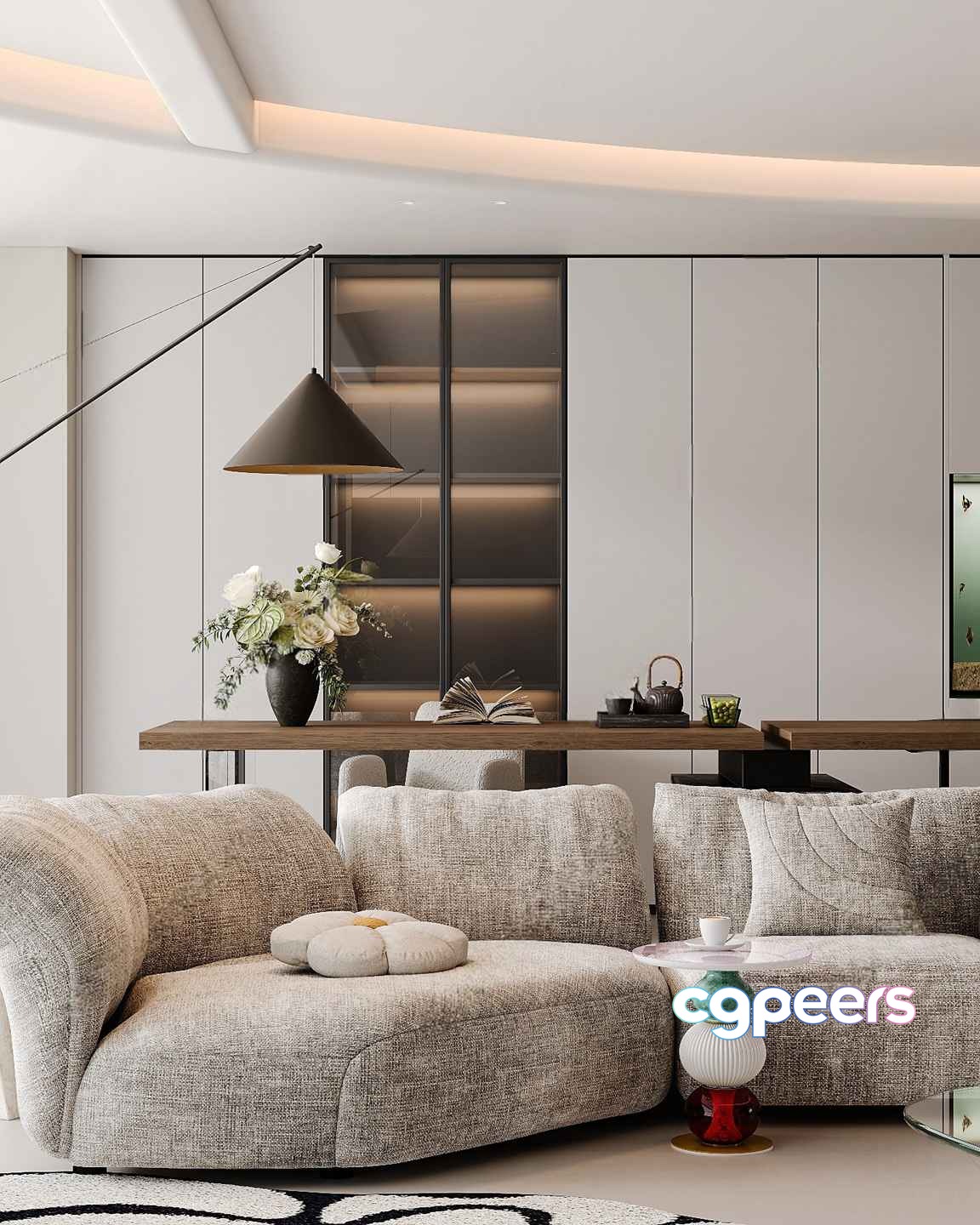 Modern Living Room 3D Model - 1147 - CORONA Render