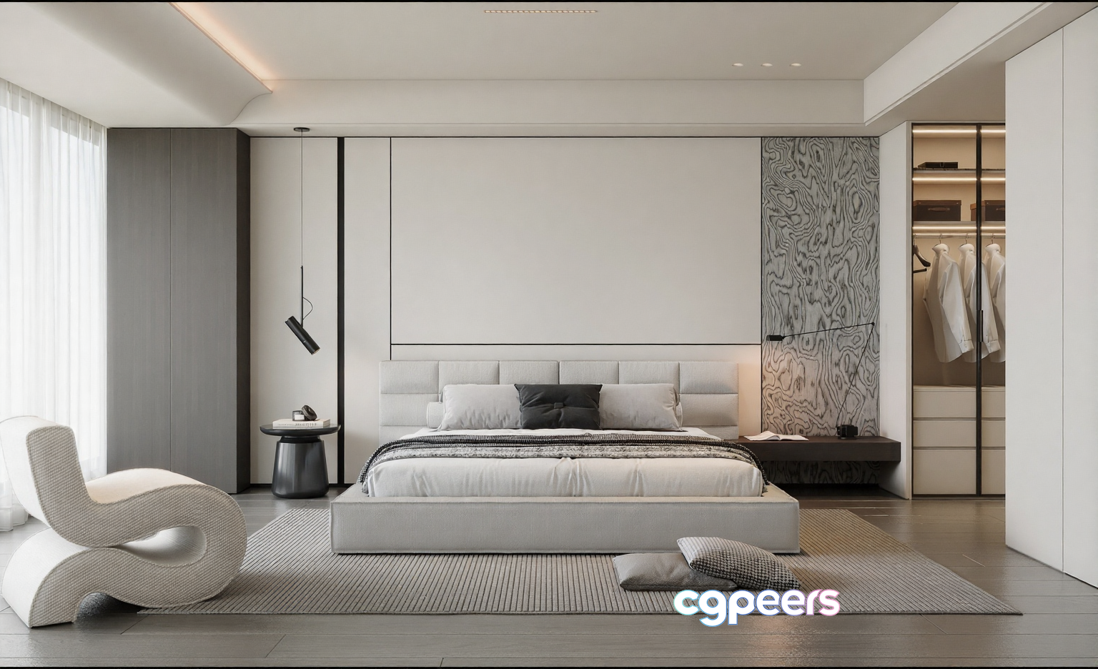 Modern Minimalist Bedroom 3D Model - 2474 - CORONA Render