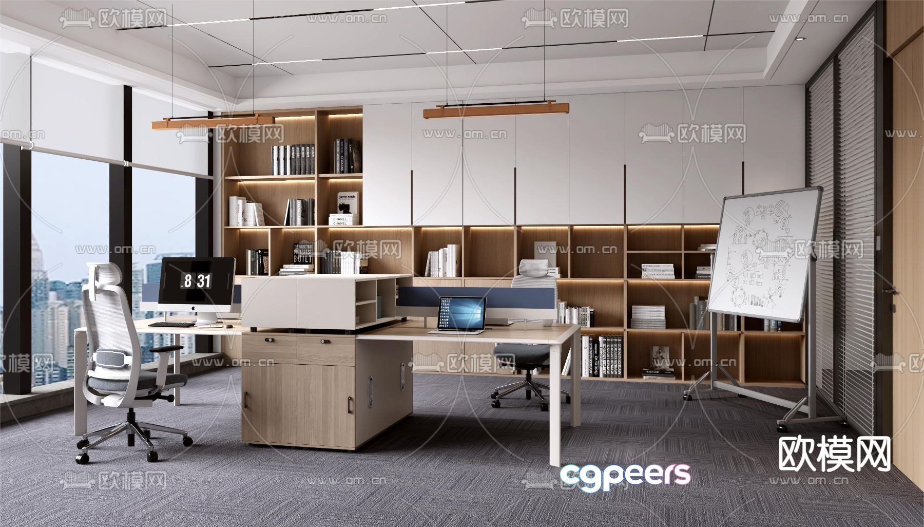 Modern Office Space 3D Model - 18252 - VRAY Render Modern Office Space 3D Model - 18252 - VRAY Render