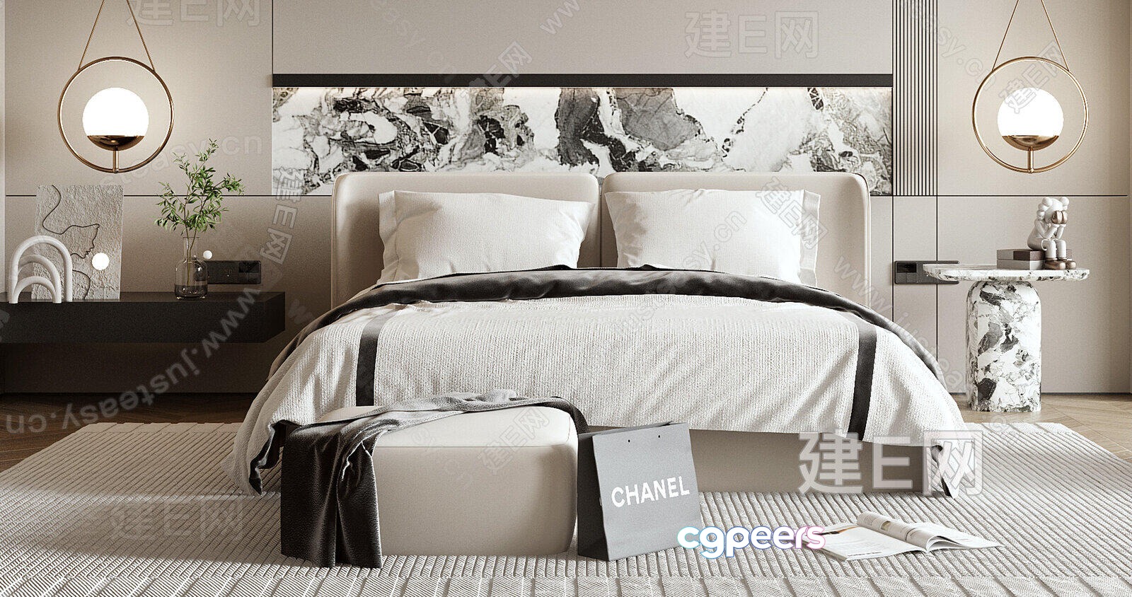 Modern Luxury Bedroom 3D Model - 14408 - VRAY Render