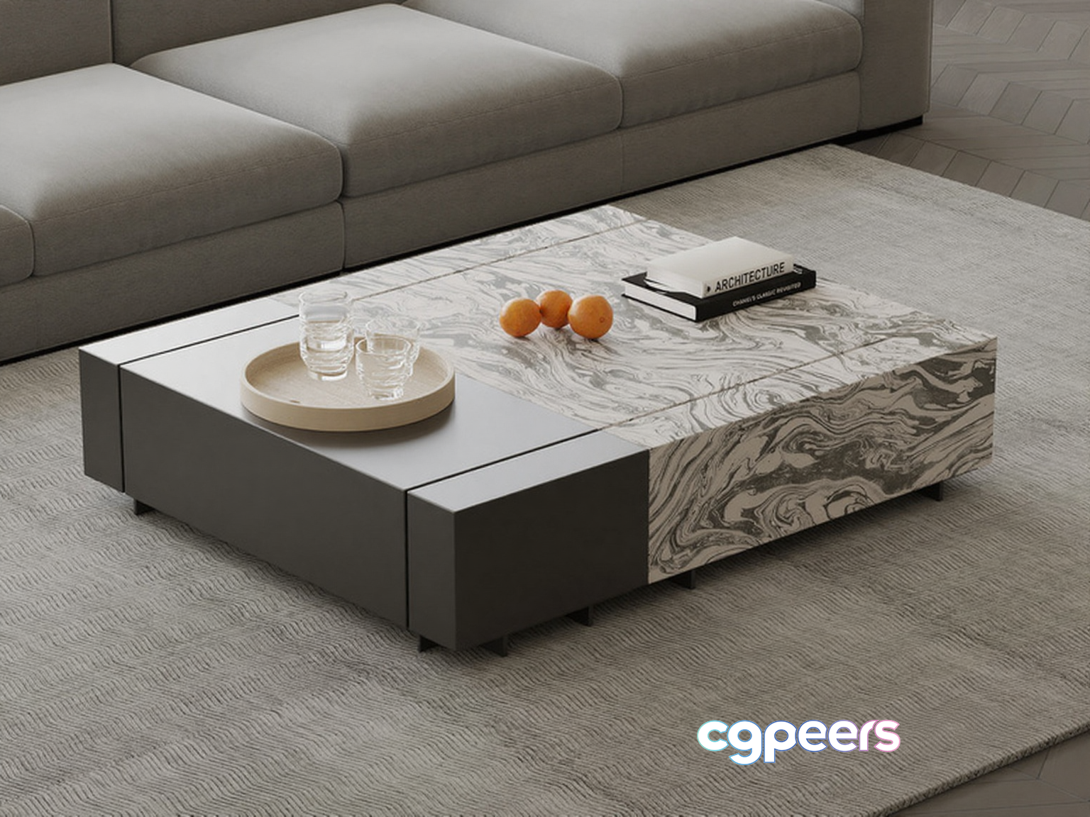 Modern Living Room 3D Model - 12991 - VRAY Render