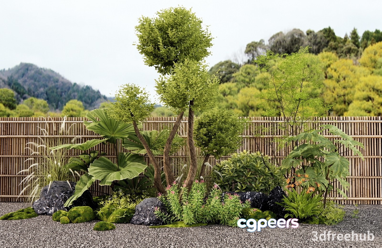 A Serene Garden Landscape 3D Model - 5477 - VRAY Render A Serene Garden Landscape 3D Model - 5477 - VRAY Render