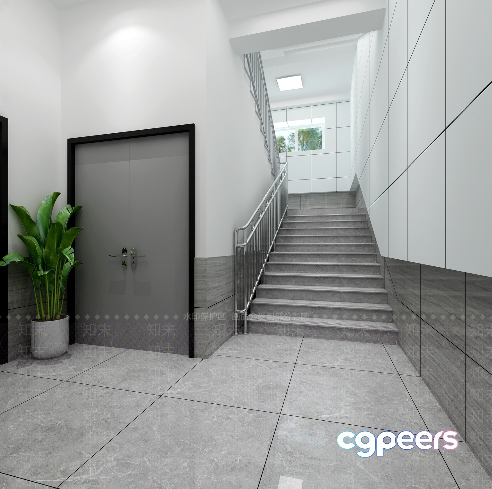 Grey Staircase 3D Model - 1603 - VRAY Render Grey Staircase 3D Model - 1603 - VRAY Render