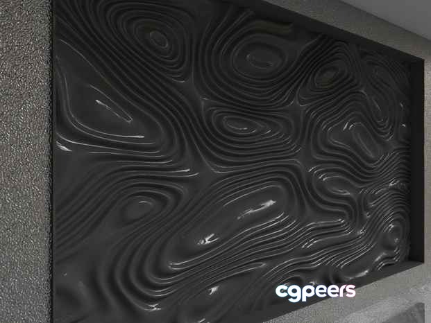 A Black Wavy Design 3D Model - 19188 - VRAY Render