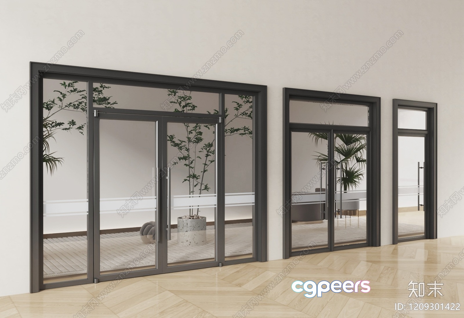 Modern Glass Doors 3D Model - 2405 - VRAY Render