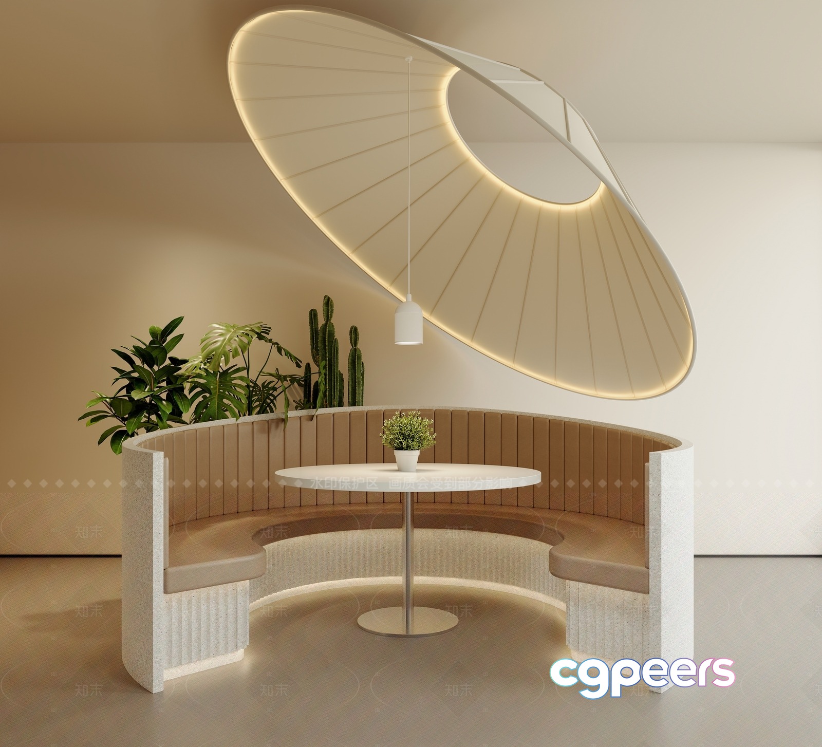 Modern Circular Seating Area 3D Model - 8663 - VRAY Render