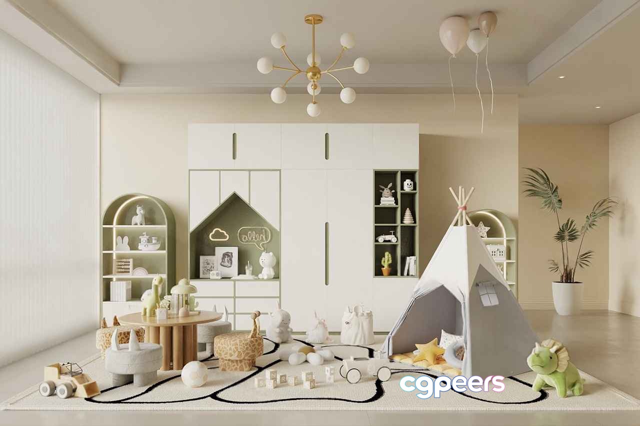 Modern Playroom 3D Model - 11415 - VRAY Render