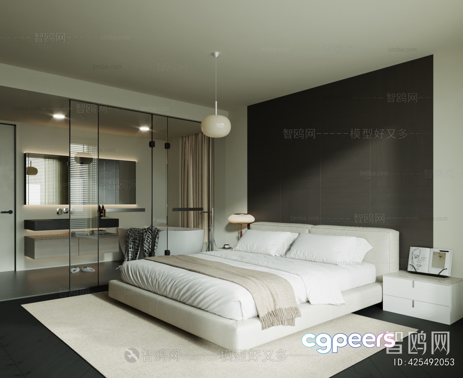 Modern Bedroom Design 3D Model - 7971 - CORONA Render