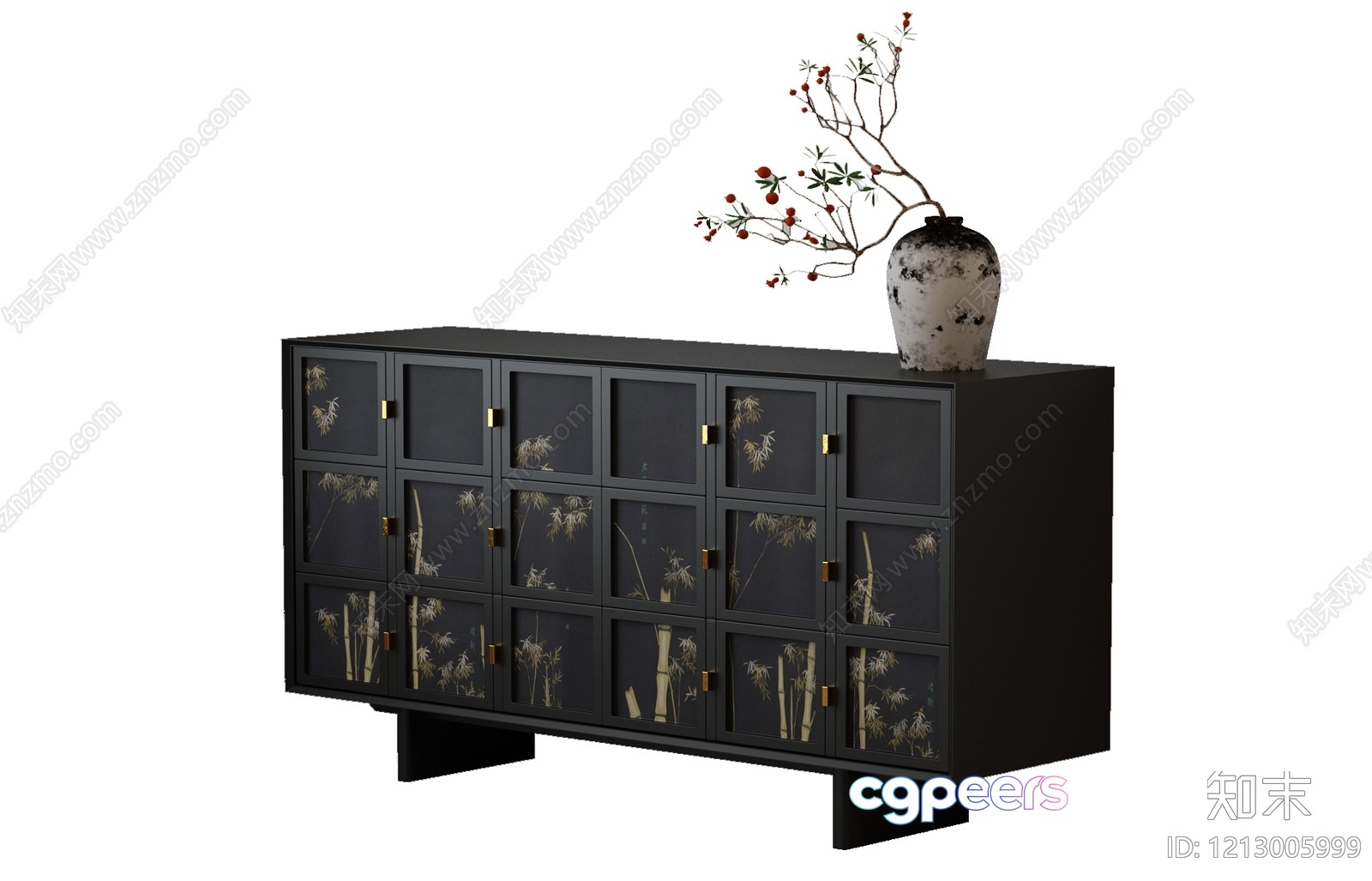 A Dark Gray Cabinet With A Vase On Top 3D Model - 3292 - VRAY Render A Dark Gray Cabinet With A Vase On Top 3D Model - 3292 - VRAY Render
